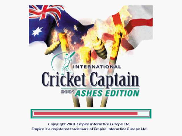 International Cricket Captain 2001 Ashes Edition title screen for Playstation